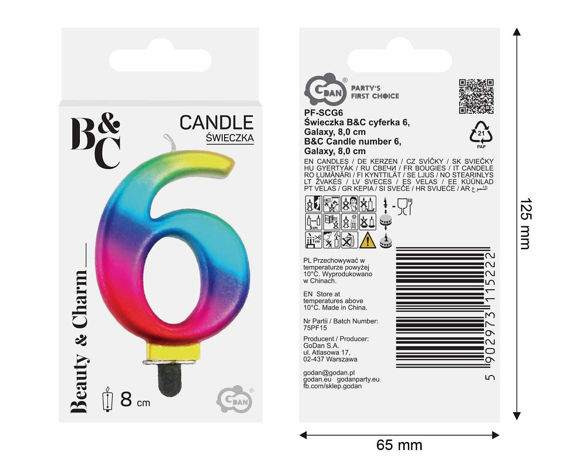 Candle number 6, Galaxy, 8 cm